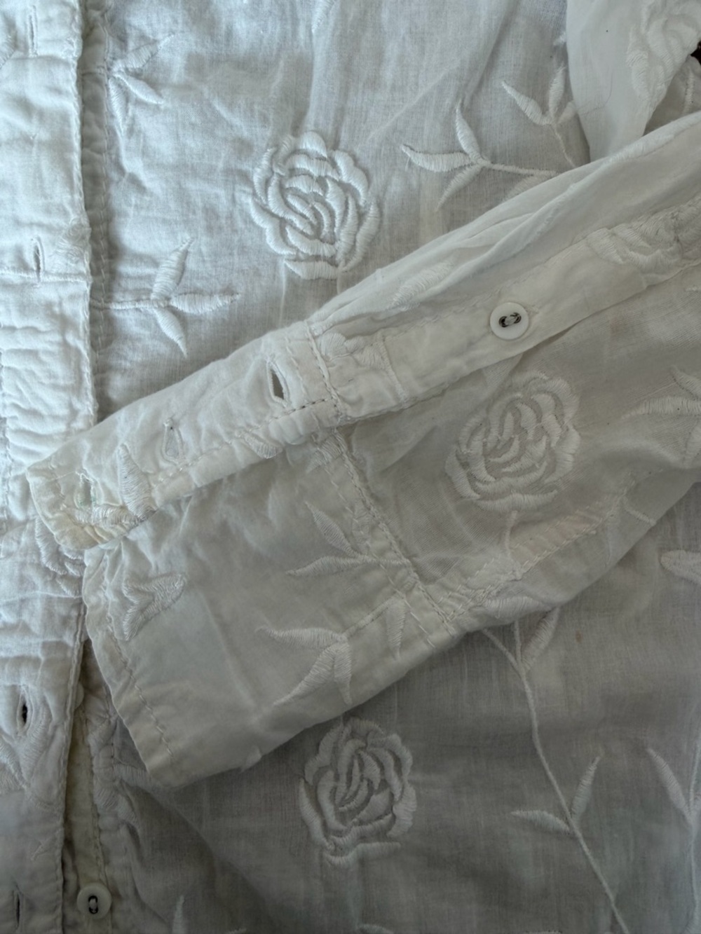 🤍 Cino White Floral Embroidered Button-Down Blouse XS 🤍 - Picture 9 of 13